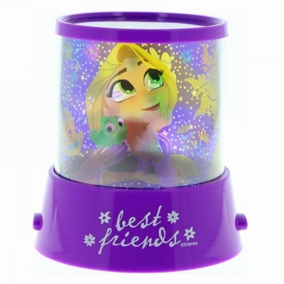 Luz de ambiente roxa com Rapunzel e Pascal e texto best friends