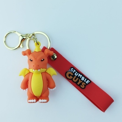 Chaveiro dragão laranja amarelo com tira vermelha STUMBLE GUYS