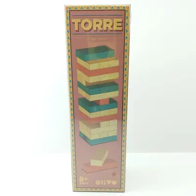 Embalagem de jogo de torre de blocos de madeira coloridos