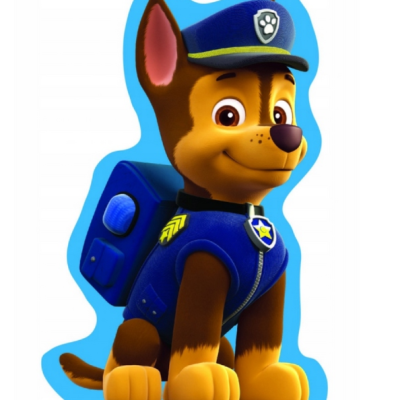 Personagem canino animado com uniforme azul de polícia
