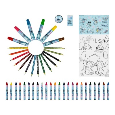 Material de desenho colorido com tema Stitch