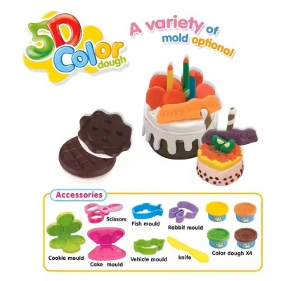 Conjunto de massa de modelar 5D Color dough com vários acessórios e potes de cores distintas.