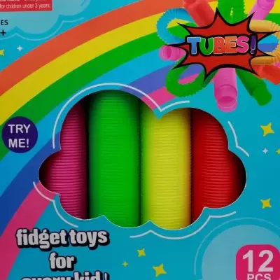 Pacote colorido de brinquedos sensoriais com vários tubos texturizados