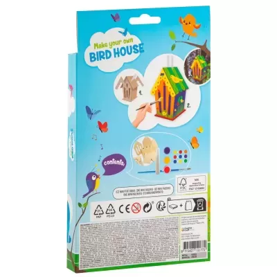 Embalagem de kit casinha de pássaros madeira colorida para montar e pintar