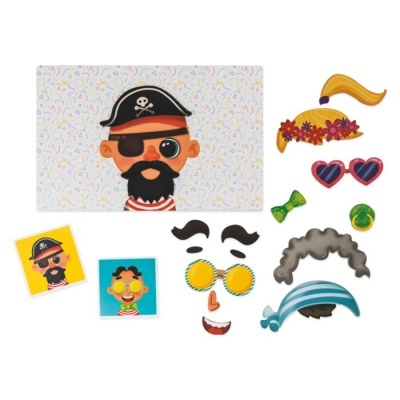Conjunto magnético de rosto de pirata com várias peças desmontadas