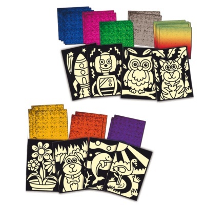 Cartões e papéis para colorir com desenhos de animais e objetos.