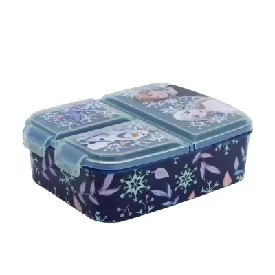 Lancharia azul com personagens Frozen e tampa transparente