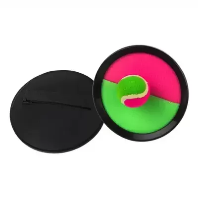 Discos de brinquedo com velcro em preto, rosa e verde