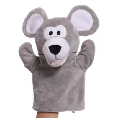 Fantoche de rato cinzento em tecido