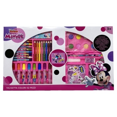 Conjunto de desenho e pintura Minnie com 52 peças em embalagem rosa