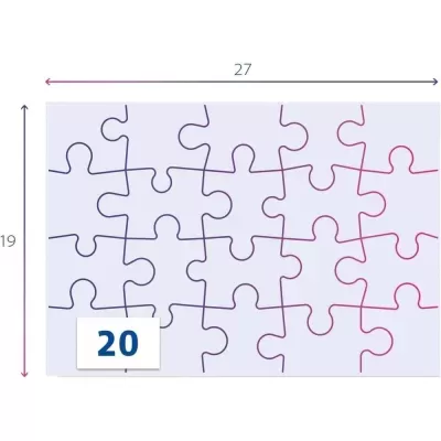 Peças de puzzle com contornos coloridos e o número 20