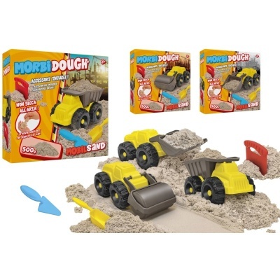 Brinquedos para areia Morbi Dough com camião e acessórios, areia modelável e embalagem colorida