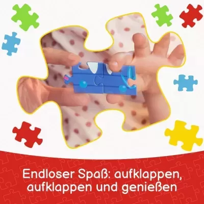 Peças de puzzle azuis sendo encaixadas por duas mãos