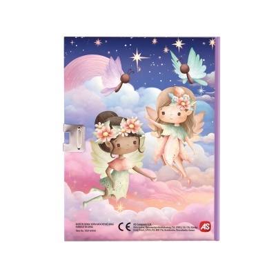 Capa de livro com duas fadas e borboletas em cenário de nuvens e estrelas