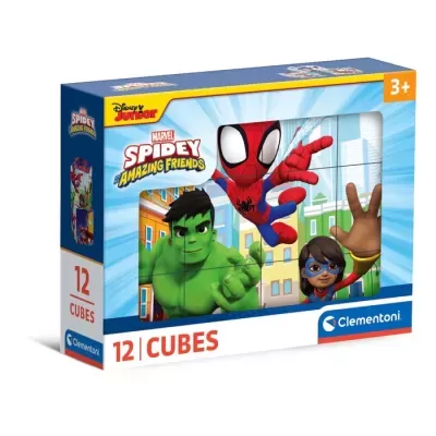 Caixa de 12 cubos com personagens Spidey, Hulk e outro em desenho animado, para crianças 3+ anos