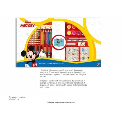 Estojo de pintura Mickey Junior com 52 peças numa embalagem colorida