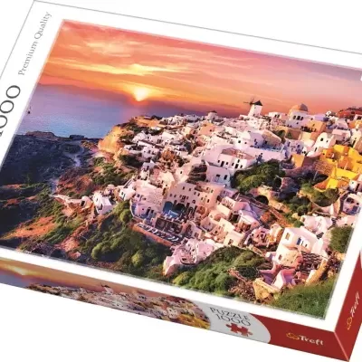 Caixa de puzzle Trefl 1000 peças com ilha ao pôr do sol
