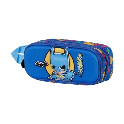 Estojo escolar azul com design cartoon do Batman e zzz!