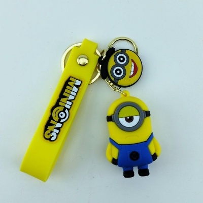Porta-chaves Minions amarelo com tira e texto MINIONS