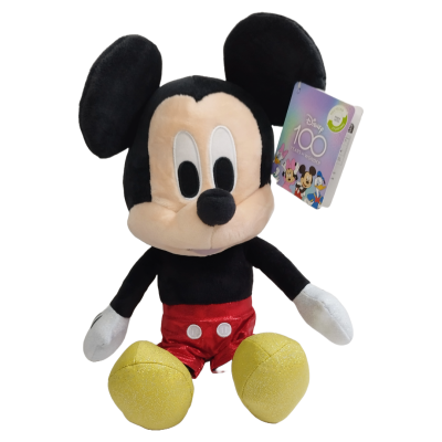 Pelúcia Mickey Mouse com calções vermelhos e sapatos amarelos brilhantes