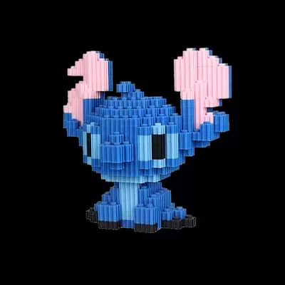 Figura Stitch azul rosa feita de peças pequenas