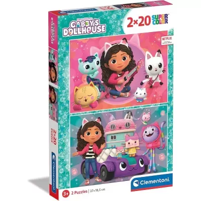 Caixa de puzzles Gabbys Dollhouse 2x20 peças colour da Clementoni