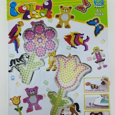 Embalagem de beads educativos coloridos para passar a ferro para crianças a partir dos 6 anos