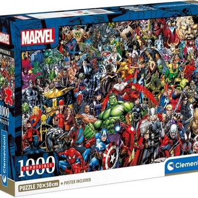 Caixa de quebra-cabeças Marvel 1000 peças com personagens coloridos
