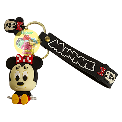 Chaveiro Minnie em borracha com detalhes vermelhos e brancos