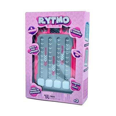 Jogo de tabuleiro RYTMO Game Machine em embalagem rosa com painel cinzento e rosa