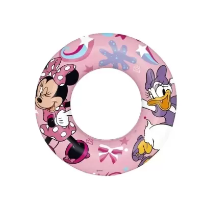 Boia insuflável rosa com personagens Minnie e Margarida