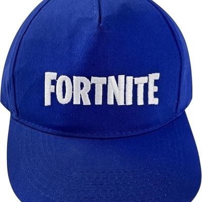 Boné azul com palavra FORTNITE branca bordada
