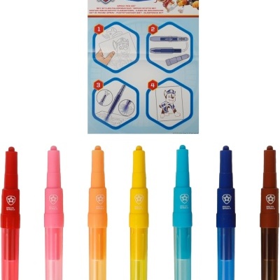 Conjunto de 7 canetas coloridas com embalagem temática de Paw Patrol