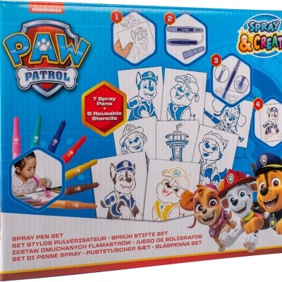 Conjunto Paw Patrol Spray Pen Set com canetas spray e estênceis reutilizáveis
