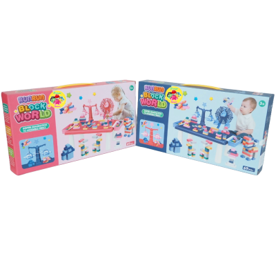 Brinquedos Run Run Block World em caixas rosa e azul para crianças pequenas