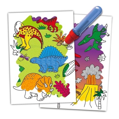 Cartões para colorir com dinossauros e marcador colorido