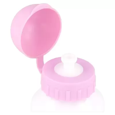 Frasco plástico branco com tampa rosa de abertura flip-top