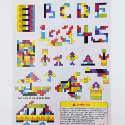 Página de instruções com formas coloridas feitas com blocos para o jogo RUSSIAN BLOCK