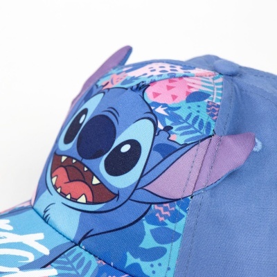 Boné azul com estampa do personagem Stitch e orelhas tridimensionais lilás