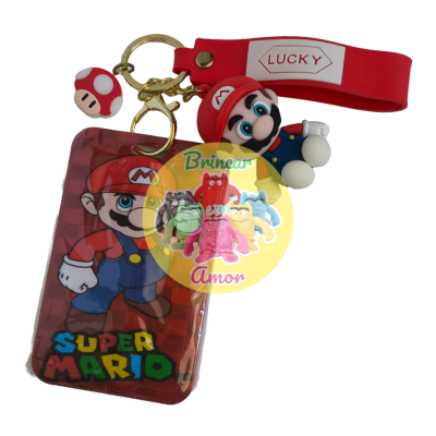 Porta-chaves Super Mario com pulseira vermelha e porta-cartões