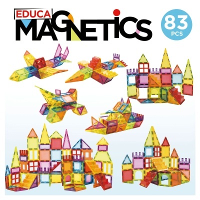 Peças de construção magnéticas coloridas EDUCA MAGNETICS 83 peças