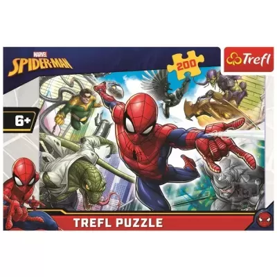 Caixa de puzzle Trefl Spider-Man Marvel com 200 peças