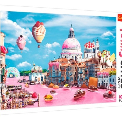 Caixa de puzzle 1000 peças Trefl Funny Cities Veneza com ilustração colorida e surrealista