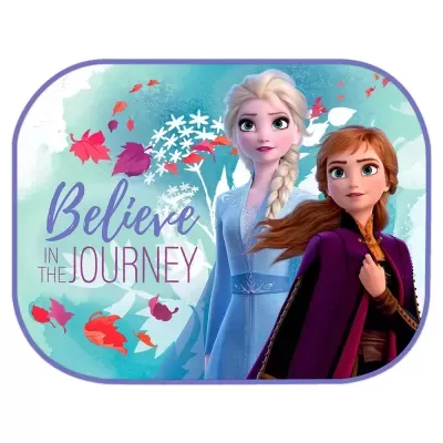 Protetor lateral para carro com personagens de Frozen e texto inspirador.