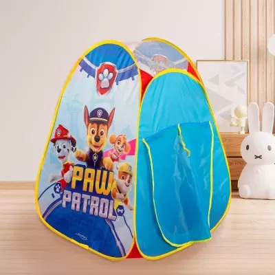 Tenda infantil azul e amarela com personagens da Paw Patrol