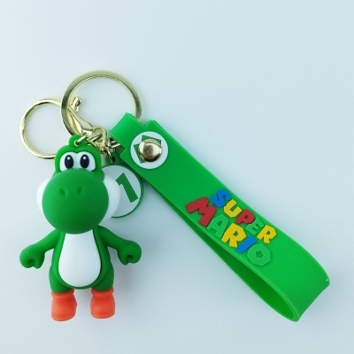 Chaveiro do Yoshi verde com fita SUPER MARIO colorida