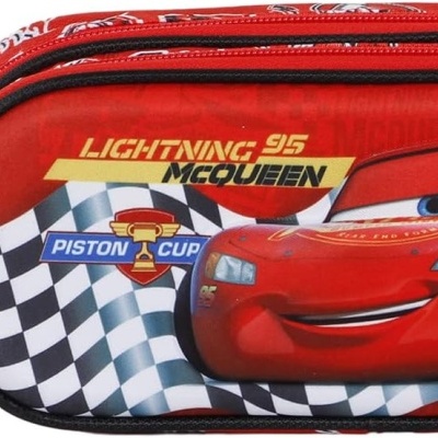 Estojo escolar vermelho com personagem Lightning McQueen estampado