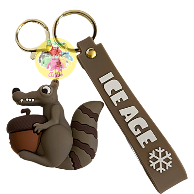 Chaveiro do personagem do filme Ice Age com texto ICE AGE