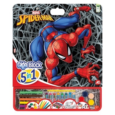 Conjunto de arte Spider-Man com lápis de cor, marcadores e tinta