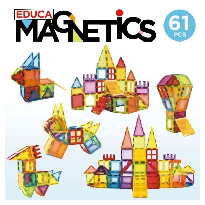 Conjunto de peças magnéticas coloridas EDUCA MAGNETICS com 61 peças